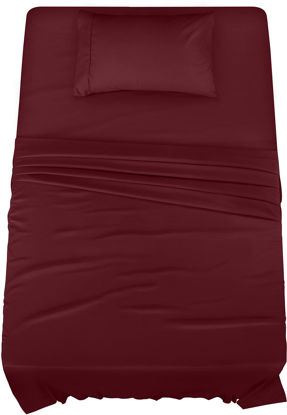 Picture of Utopia Bedding Twin Bed Sheets Set - 3 Piece Bedding - Brushed Microfiber - Shrinkage and Fade Resistant - Easy Care (Twin, Burgundy)