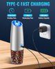 Picture of Sweet Alice Rechargeable Electric Pepper and Salt Grinder Set, No Battery Needed, whit Gravity Sensing Switch and LED Light, One Hand Automatic Operation, Sliver 2 Pack