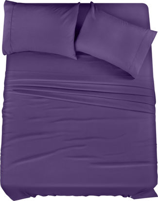 Picture of Utopia Bedding Queen Bed Sheets Set - 4 Piece Bedding - Brushed Microfiber - Shrinkage and Fade Resistant - Easy Care (Queen, Egg Plant)