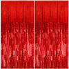 Picture of K.E.J. 2 Pack Foil Curtain Backdrop Red Metallic Tinsel Foil Fringe Curtains Photo Booth Props for Birthday Wedding Engagement Baby Shower Bachelorette Christmas Holiday Celebration Party Decorations