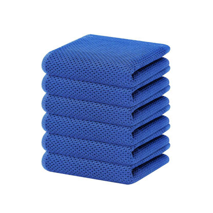 Picture of Homaxy 100% Cotton Waffle Weave Kitchen Dish Towels, Ultra Soft Absorbent Quick Drying Cleaning Towel, 13 x 28 Inches, 6-Pack, Blueberry