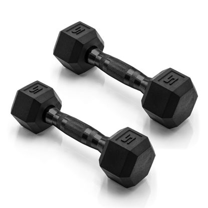 Picture of CAP Barbell 5 LB Coated Hex Dumbbell Pair with Black Handle