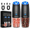 Picture of Sweet Alice Rechargeable Electric Pepper and Salt Grinder Set, No Battery Needed, whit Gravity Sensing Switch and LED Light, One Hand Automatic Operation, Black 2 Pack