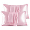 Picture of Bedsure Satin Pillowcase Standard Set of 4 - Pink Silky Pillow Covers for Hair and Skin 20x26 Inches, 4 Pack with Envelope Closure, Similar to Silk Pillow Cases, Gifts for Women Men
