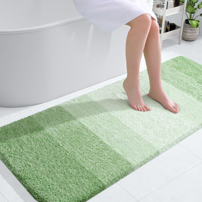 Picture of OLANLY Bathroom Runner Rugs 54x24, Extra Soft Absorbent Microfiber Bath Rugs, Rubber Backing, Quick Dry, Washable Bath Mats for Bathroom Floor, Tub, Shower and Home Decor Accessories, Sage Green