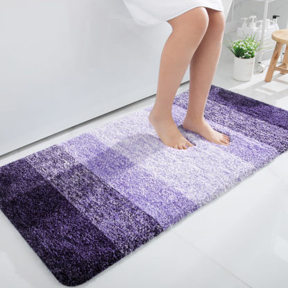 Picture of OLANLY Bathroom Runner Rugs 44x24, Extra Soft Absorbent Microfiber Bath Rugs, Rubber Backing, Quick Dry, Machine Washable Bath Mats for Bathroom Floor, Tub, Shower and Home Decor Accessories, Violet