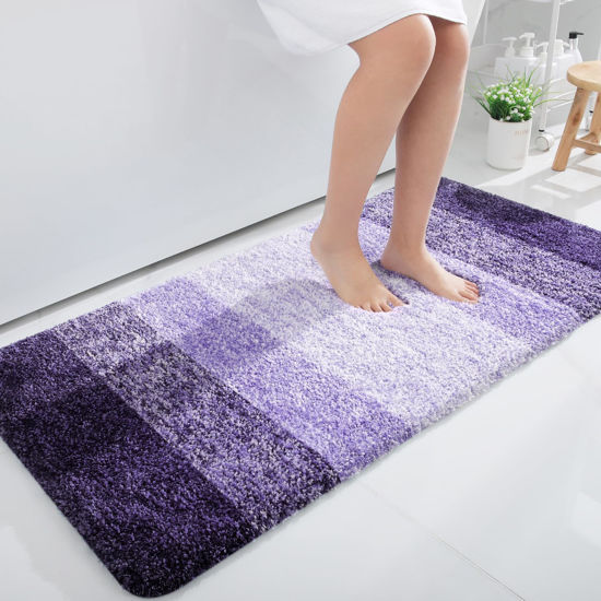 Picture of OLANLY Bathroom Runner Rugs 44x24, Extra Soft Absorbent Microfiber Bath Rugs, Rubber Backing, Quick Dry, Machine Washable Bath Mats for Bathroom Floor, Tub, Shower and Home Decor Accessories, Violet