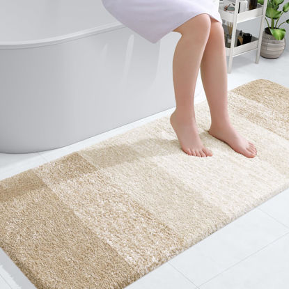 Picture of OLANLY Bathroom Runner Rugs 59x24, Extra Soft Absorbent Microfiber Bath Rugs, Rubber Backing, Quick Dry, Washable Bath Mats for Bathroom Floor, Tub, Shower and Home Decor Accessories, Light Beige