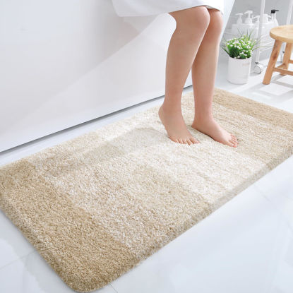 Picture of OLANLY Bathroom Runner Rugs 44x24, Extra Soft Absorbent Microfiber Bath Rugs, Rubber Backing, Quick Dry, Washable Bath Mats for Bathroom Floor, Tub, Shower and Home Decor Accessories, Light Beige