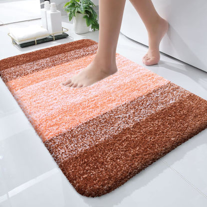 Picture of OLANLY Bathroom Rugs Mat 24x16, Extra Soft Absorbent Microfiber Bath Rugs, Rubber Backing, Quick Dry, Machine Washable Bath Mats for Bathroom Floor, Tub, Shower and Home Decor Accessories, Orange