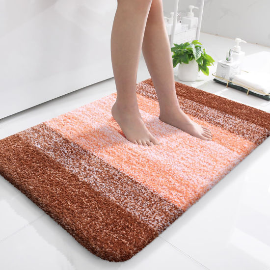 Picture of OLANLY Bathroom Rugs Mat 36x24, Extra Soft Absorbent Microfiber Bath Rugs, Rubber Backing, Quick Dry, Machine Washable Bath Mats for Bathroom Floor, Tub, Shower and Home Decor Accessories, Orange