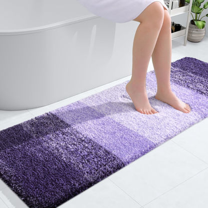 Picture of OLANLY Bathroom Runner Rugs 59x20, Extra Soft Absorbent Microfiber Bath Rugs, Rubber Backing, Quick Dry, Machine Washable Bath Mats for Bathroom Floor, Tub, Shower and Home Decor Accessories, Violet
