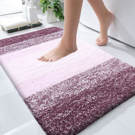 Picture of OLANLY Bathroom Rugs Mat 30x20, Extra Soft Absorbent Microfiber Bath Rugs, Rubber Backing, Quick Dry, Machine Washable Bath Mats for Bathroom Floor, Tub, Shower and Home Decor Accessories, Mauve