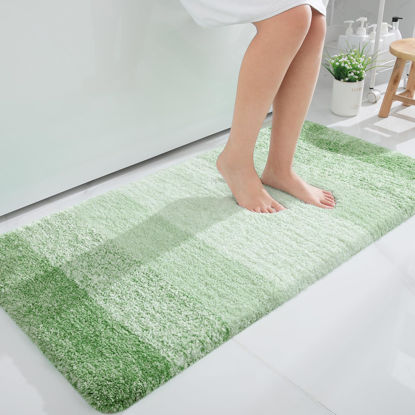 Picture of OLANLY Bathroom Runner Rugs 47x24, Extra Soft Absorbent Microfiber Bath Rugs, Rubber Backing, Quick Dry, Washable Bath Mats for Bathroom Floor, Tub, Shower and Home Decor Accessories, Sage Green