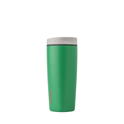 Picture of Owala SmoothSip Slider Insulated Stainless Steel Coffee Tumbler, Reusable Iced Coffee Cup, Hot Coffee Travel Mug, BPA Free 20 oz, Grey/Green (Sour Apple)