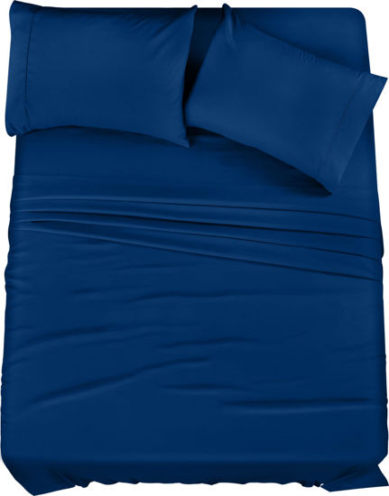 Picture of Utopia Bedding King Bed Sheets Set - 4 Piece Bedding - Brushed Microfiber - Shrinkage and Fade Resistant - Easy Care (King, Dusk Blue)