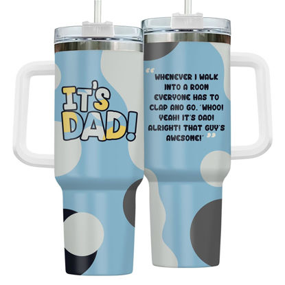 Picture of 34HD Father Day Dad Gifts from Daughter Son Wife, Dad 40 Oz Tumbler with Handle and Straw, Funny Gifts for New Dad Bonus Dad Stepdad Papa Father in Law Husband