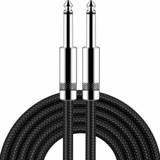 Picture of New bee Guitar Cable 6ft Electric Instrument Cable Bass AMP Cord 1/4 Straight to Straight for Electric Guitar, Bass Guitar, Electric Mandolin, Pro Audio, Black