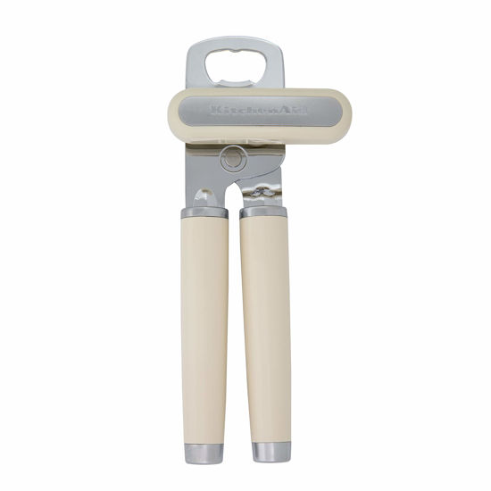 Picture of KitchenAid Classic Multifunction Can Opener and Bottle Opener Easy to Use, Razor Sharp Stainless Steel Cutting Wheel, Soft Ergonomic Handles, Almond Cream