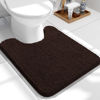 Picture of OLANLY Toilet Rugs U-Shaped 24x20, Extra Soft Absorbent Chenille Contour Bathroom Rugs for Toilet, Dry Quickly, Machine Washable, Non-Slip Toilet Bath Mat, Brown