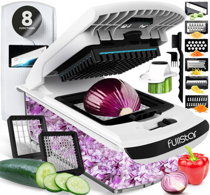 Picture of Fullstar Vegetable Chopper - Food Chopper - Onion Chopper - Vegetable Slicer & Spiralizer - Veggie Chopper with Container - Kitchen Gadgets - Home Essentials - Kitchen Accessories (All in 1, White)