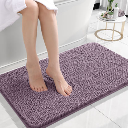 Picture of OLANLY Bathroom Rugs 24x16, Extra Soft Absorbent Chenille Bath Rugs, Rubber Backing Quick Dry, Machine Washable Bath Mats for Bathroom Floor, Tub and Shower, Home Decor Accessories, Deep Plum