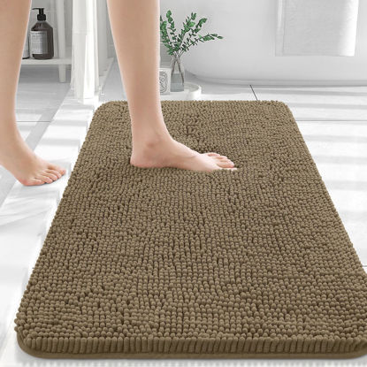 Picture of OLANLY Bathroom Rugs 36x24, Extra Soft Absorbent Chenille Bath Rugs, Rubber Backing Quick Dry, Machine Washable Bath Mats for Bathroom Floor, Tub and Shower, Home Decor Accessories, Tan