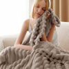 Picture of Bedsure Mocha Meringue Twin Blanket for Bed - Super Soft Cozy Blankets for Women, Cute Large Blanket for Girls, 66x90 Inches
