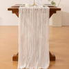 Picture of Socomi Fall Thanksgiving Table Runner Cheesecloth Table Runner 120 inch 10FT Boho Rustic Gauze Table Runner for Wedding Party Baby Shower Fall Decor Ivory White 6pcs