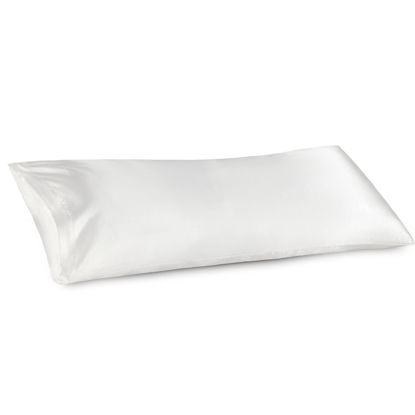 Picture of Bedsure Body Pillow Cover 20x54 Inches - Pure White Satin Similar to Silk Pillowcase for Hair and Skin, Cooling and Silky Long Body Pillow Pillowcase with Envelope Closure, Gifts for Women Men