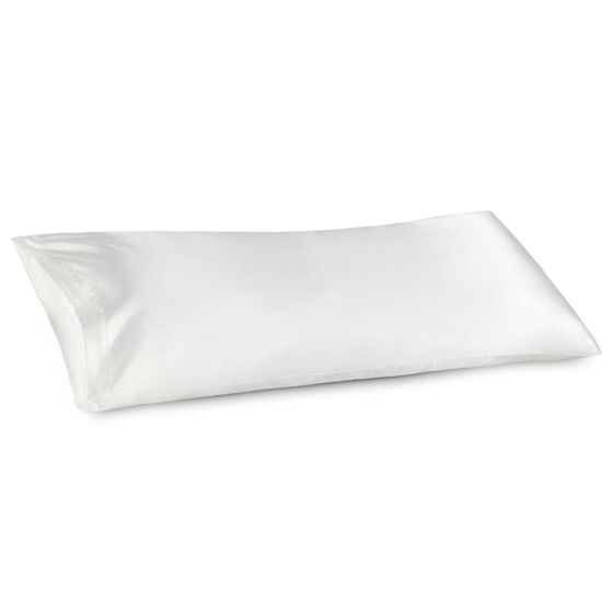 Picture of Bedsure Body Pillow Cover 20x54 Inches - Pure White Satin Similar to Silk Pillowcase for Hair and Skin, Cooling and Silky Long Body Pillow Pillowcase with Envelope Closure, Gifts for Women Men