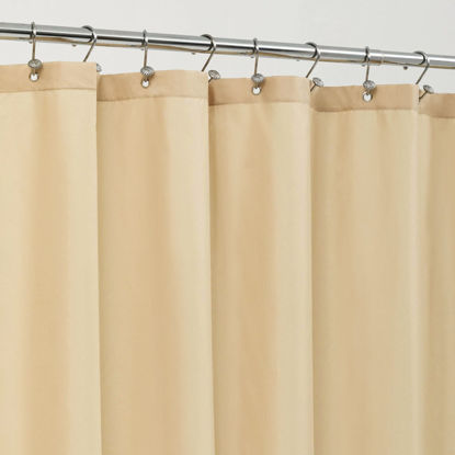Picture of ALYVIA SPRING Stall Fabric Shower Curtain Liner Waterproof - Soft & Lightweight Small Shower Curtain with Magnets for Narrow Stall Size, Machine Washable - 36x72, Khaki