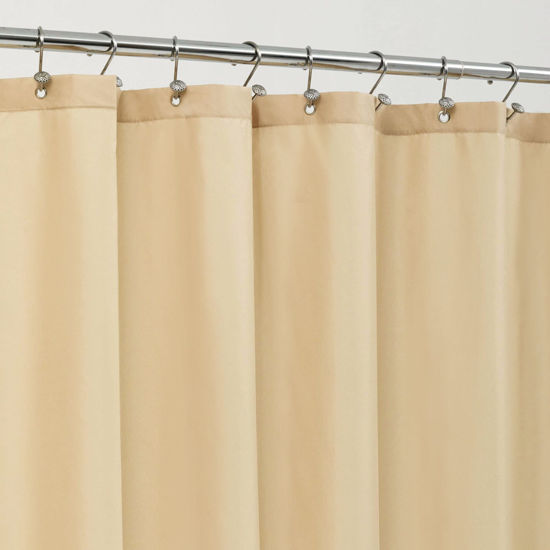 Picture of ALYVIA SPRING Stall Fabric Shower Curtain Liner Waterproof - Soft & Lightweight Small Shower Curtain with Magnets for Narrow Stall Size, Machine Washable - 36x72, Khaki