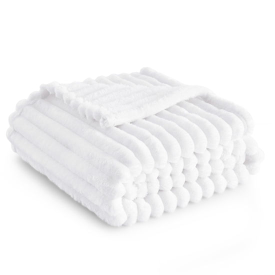 Picture of Bedsure White Fleece Blanket for Couch - GentleSoft Cozy Soft Blankets for Women, Cute Small Throws for Girls, 50x70 Inches