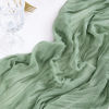 Picture of Socomi Fall Thanksgiving Table Runner Cheesecloth Table Runner Sage Green 120 inch 10FT Boho Rustic Gauze Table Runner for Wedding Party Baby Shower Fall Decor 6pcs