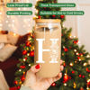 Picture of Coolife Initial Glass Cup, Monogrammed Gifts for Women, 16 oz Glass Cups w/Lids Straws, Iced Coffee, Smoothie Beer Glass Tumbler w/Straw Lid, Personalized Christmas, Birthday Gifts for Her Mom Friend