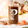 Picture of Coolife Initial Glass Cup, Monogrammed Gifts for Women, 16 oz Glass Cups w/Lids Straws, Iced Coffee, Smoothie Beer Glass Tumbler w/Straw Lid, Personalized Christmas, Birthday Gifts for Her Mom Friend