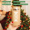 Picture of Coolife Initial Glass Cup, Monogrammed Gifts for Women, 16 oz Glass Cups w/Lids Straws, Iced Coffee, Smoothie Beer Glass Tumbler w/Straw Lid, Personalized Christmas, Birthday Gifts for Her Mom Friend