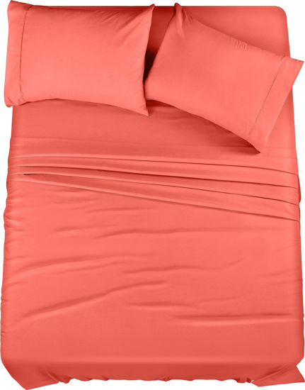 Picture of Utopia Bedding King Bed Sheets Set - 4 Piece Bedding - Brushed Microfiber - Shrinkage and Fade Resistant - Easy Care (King, Coral)