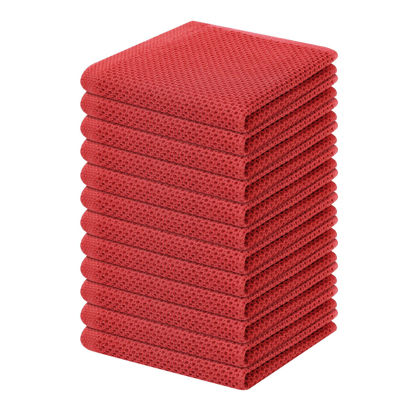 Picture of Homaxy 100% Cotton Waffle Weave Kitchen Dish Cloths, Ultra Soft Absorbent Quick Drying Dish Towels, 12 x 12 Inches, 12-Pack, Brick Red