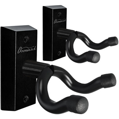 Picture of Onmiwod Guitar Wall Mount 2 Pack, Real Hardwood Guitar Hanger, U-Shaped Guitar Wall Hanger Mount, Guitar Holder Hook Stand Wall for Acoustic, Electric Guitar, Banjo, Bass, for Guitar Player Men Boy