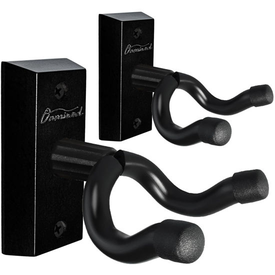 Picture of Onmiwod Guitar Wall Mount 2 Pack, Real Hardwood Guitar Hanger, U-Shaped Guitar Wall Hanger Mount, Guitar Holder Hook Stand Wall for Acoustic, Electric Guitar, Banjo, Bass, for Guitar Player Men Boy