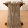 Picture of Socomi Fall Thanksgiving Table Runner Cheesecloth Table Runner 120 inch 10FT Boho Rustic Gauze Table Runner for Wedding Party Baby Shower Fall Decor Nude 6pcs
