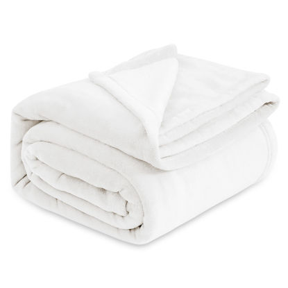 Picture of Bedsure Fleece Blanket California King White - Lightweight Plush Fuzzy Cozy Soft Bed Blanket, 102x96 inches