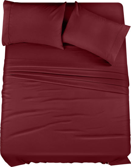 Picture of Utopia Bedding King Bed Sheets Set - 4 Piece Bedding - Brushed Microfiber - Shrinkage and Fade Resistant - Easy Care (King, Burgundy)