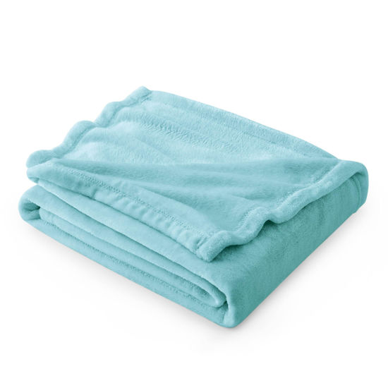 Picture of Bedsure Fleece Throw Blanket for Couch River Blue - Lightweight Plush Fuzzy Cozy Soft Blankets and Throws for Sofa, 50x60 inches