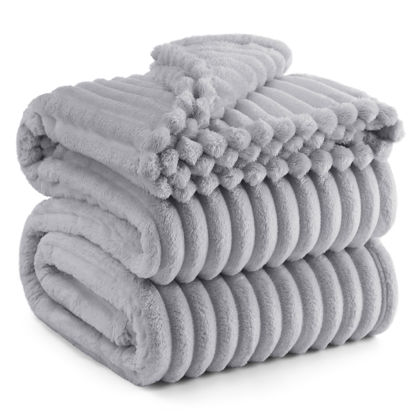 Picture of Bedsure Light Grey California King Size Blanket for Bed - Super Soft Cozy Blankets for Women, Cute Large Blanket for Girls, 102x96 Inches