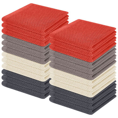 Picture of Homaxy 100% Cotton Waffle Weave Kitchen Dish Cloths, Ultra Soft Absorbent Quick Drying Dish Towels, 12 x 12 Inches, 24-Pack, Multicolor