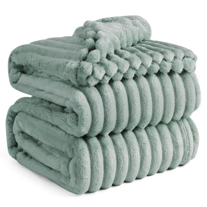 Picture of Bedsure Green California King Size Blanket for Bed - Super Soft Cozy Blankets for Women, Cute Large Blanket for Girls, 102x96 Inches