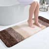 Picture of OLANLY Bathroom Rug Mat 47x17, Extra Soft and Absorbent Microfiber Bath Rugs, Non-Slip Plush Shaggy Bath Carpet Runner, Machine Wash Dry, Bath Mats for Bathroom Floor, Tub and Shower, Brown